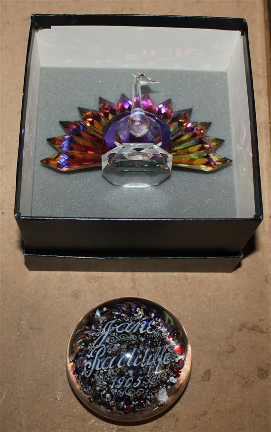 Caithness vase & 1905 commemorative paperweight etc